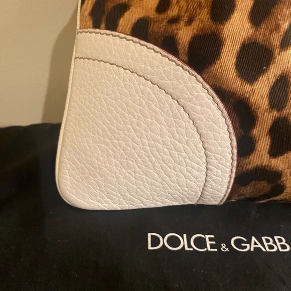 Dolce & Gabbana Animalier Brown Leopard Tote with white Accents W/COA - Picture 5 of 16